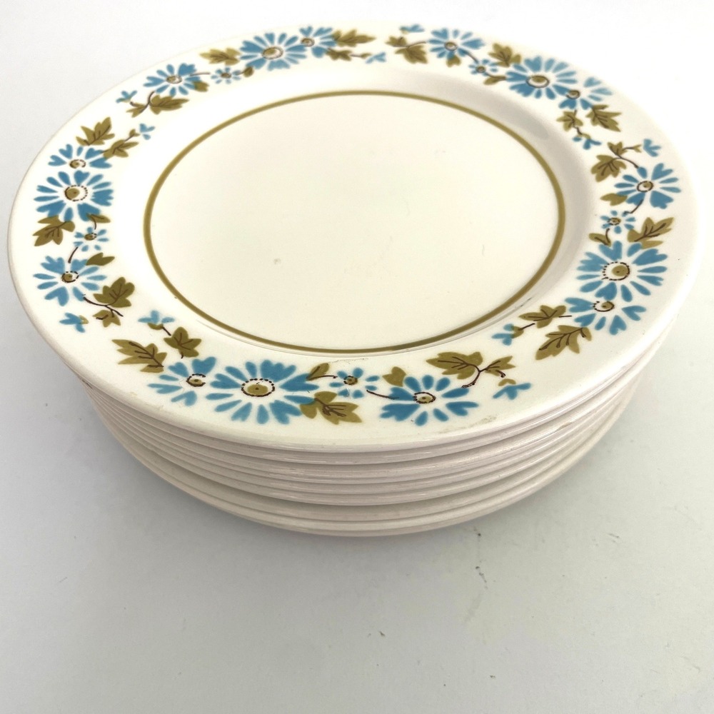 Mikasa Mediterrania Misty 4083 Salad Plates Set‎ of 10 Blue Daisy Floral Japan